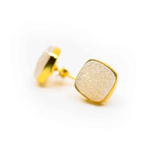 Edelsteen Oorstekers Druzy Kwarts - 925 Zilver & Verguld