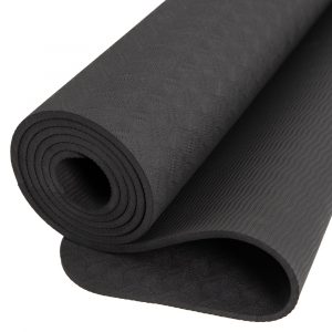 Spiru TPE Yogamat Zwart - Extra Dik - 6 mm - 183 x 61 cm