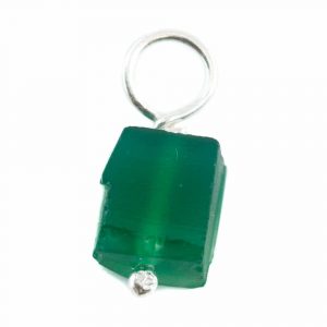 Ruwe Edelsteen Hanger Groene Onyx 925 Zilver (8 - 12 mm)