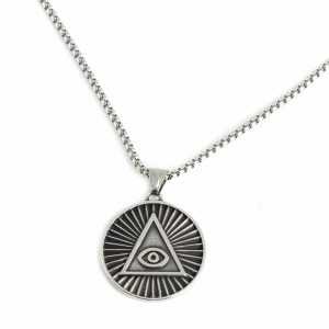 Amulet Zilverkleurig Alziende Boze Oog Piramide (35 mm)