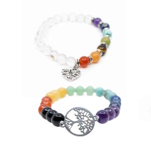 7 Chakra Armbanden Set met Symbolen - Bundel