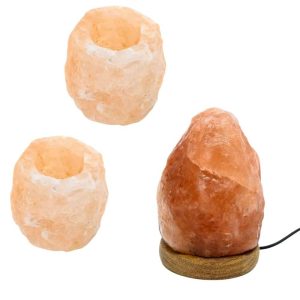 USB Zoutlamp en Waxinelichthouder Set - Bundel