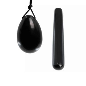 Obsidiaan Yoni Ei & Wand Set - Bundel